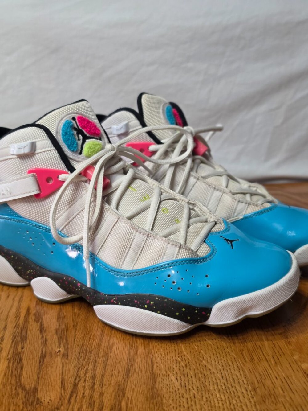 Share Nike Air Jordan Shoes Men Blue Fury Cyber Pink CK0018-100 Size 8.5